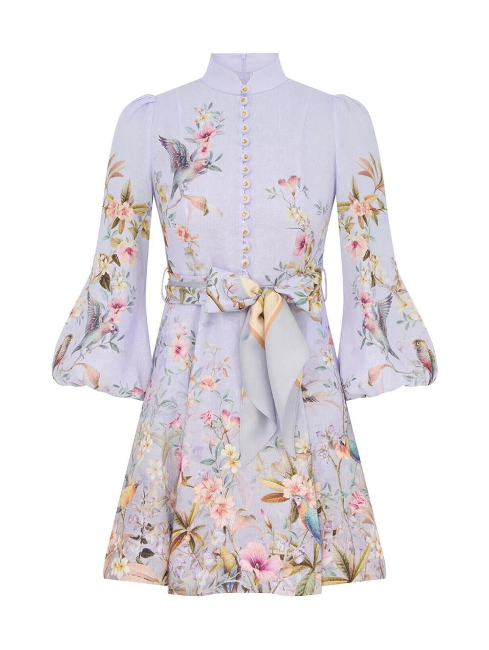 Zimmermann Rebellion Buttoned Floral Mini Dress Size AU0 US4 NWT